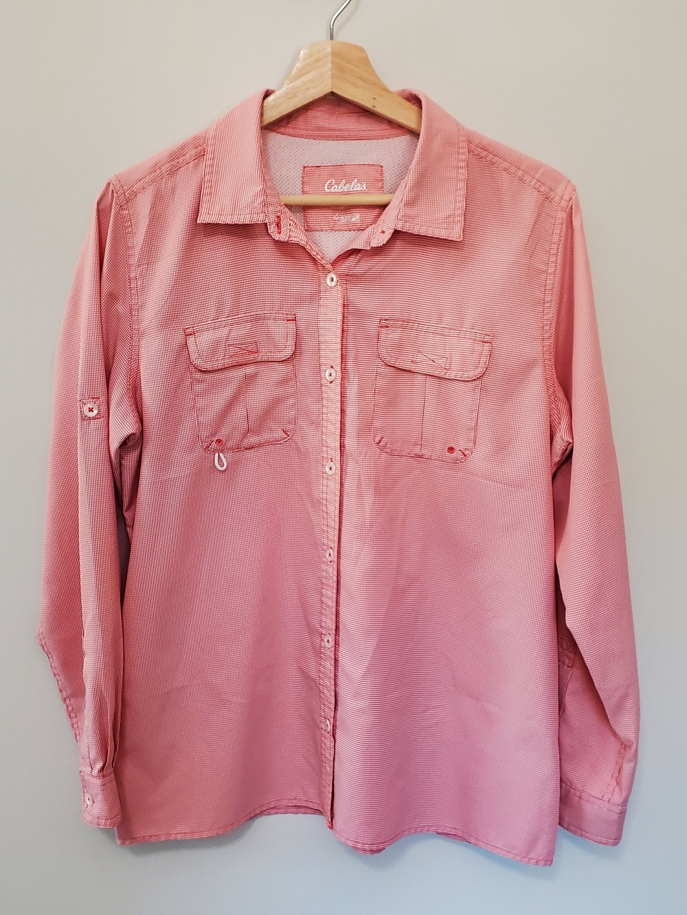 Cabela's Women's LG Fishing Shirt Red Gingham 4Most UPF 30 Button-Up Outdoors